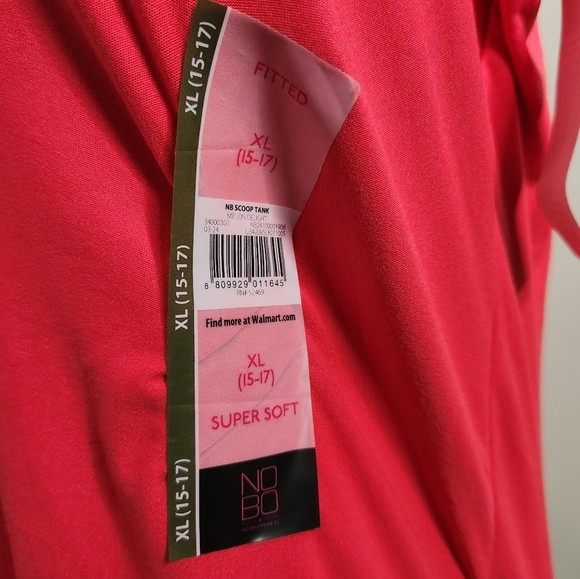 No Boundaries Size XL(15-17) Super Soft Fitted Hot Pink Scoop Tank Melon Delight - Picture 4 of 7